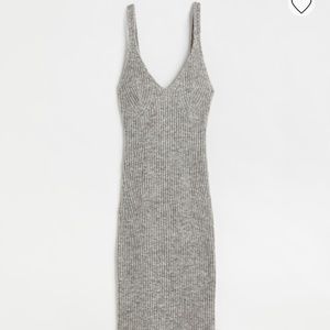 HM grey knit dress and cardigan